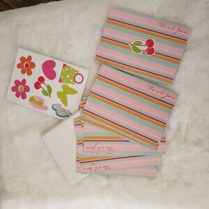 Lot of 7 NEW Blank Thank You Cards With Envelopes Greeting Striped